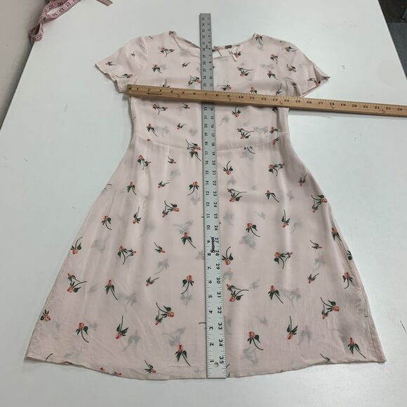 Free People Dress Womens 0 Light Pink Floral Keyhole Back Short Sleeve A Line - Picture 8 of 15